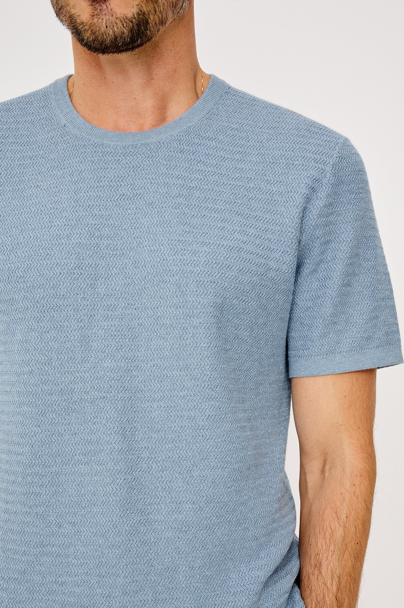 Theo Short Sleeve Sweater - Blue Sky Heather