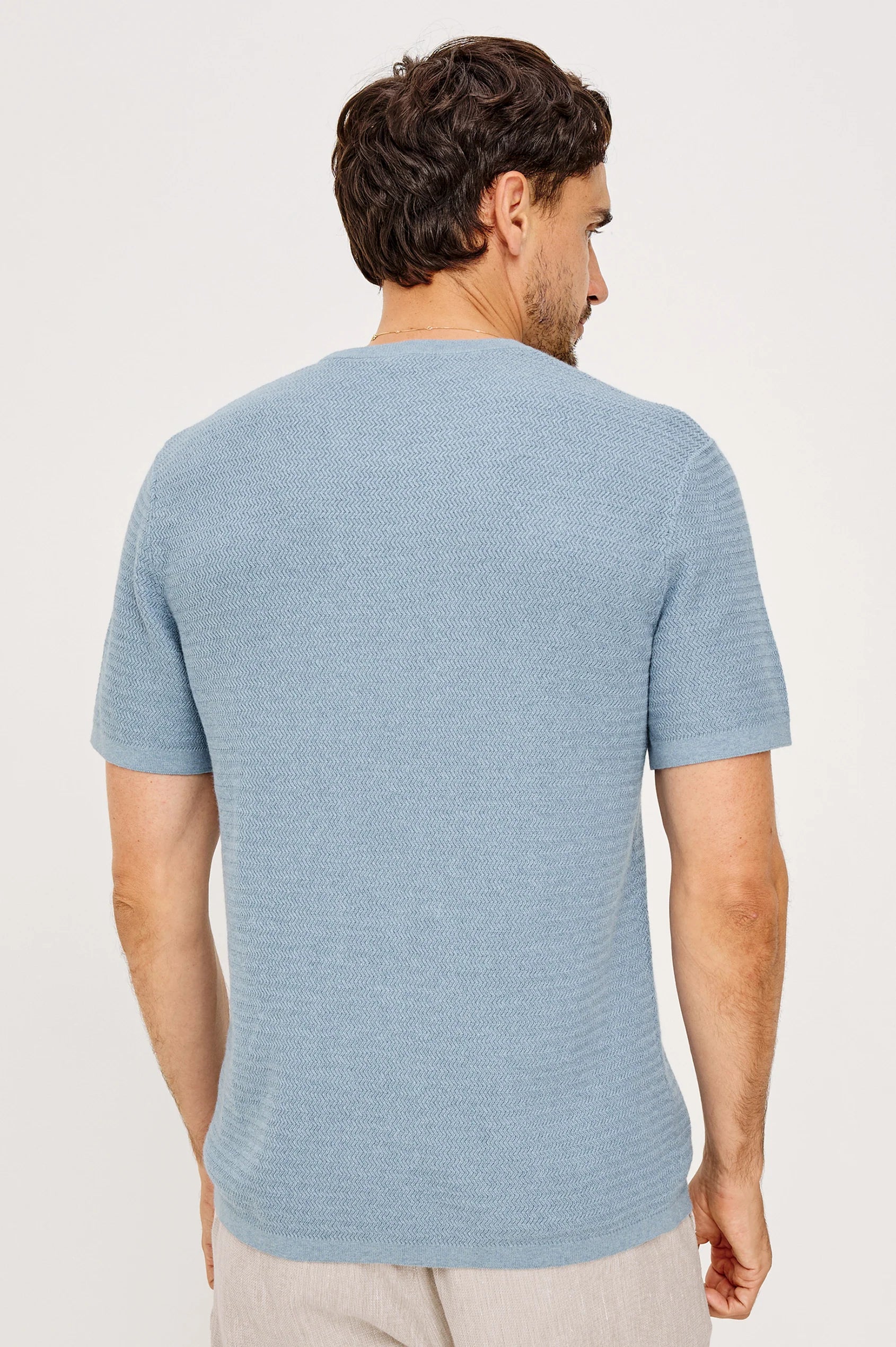 Theo Short Sleeve Sweater - Blue Sky Heather