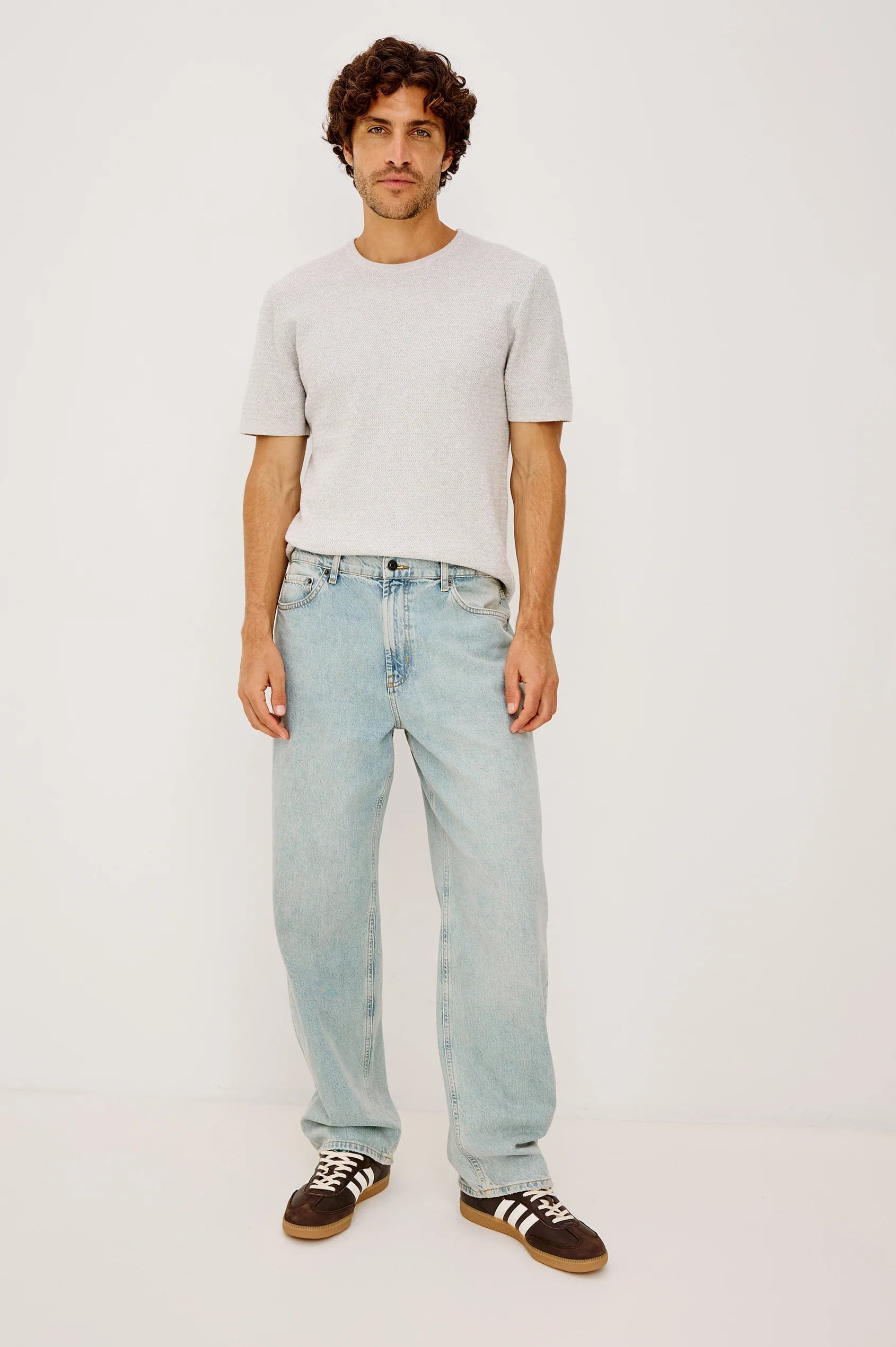 Theo Short Sleeve Sweater - Heather Grey