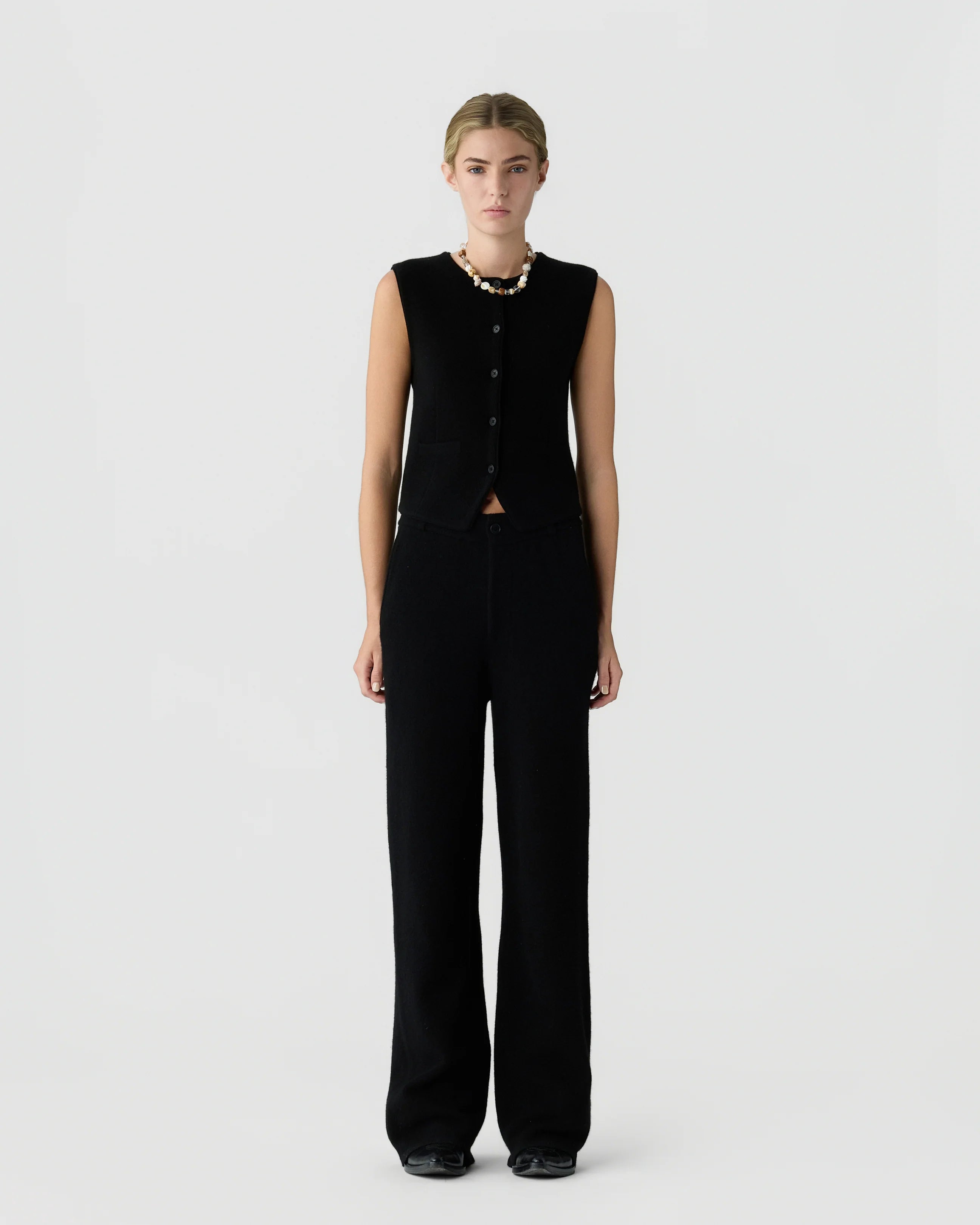 Tailored Crew Vest - Black