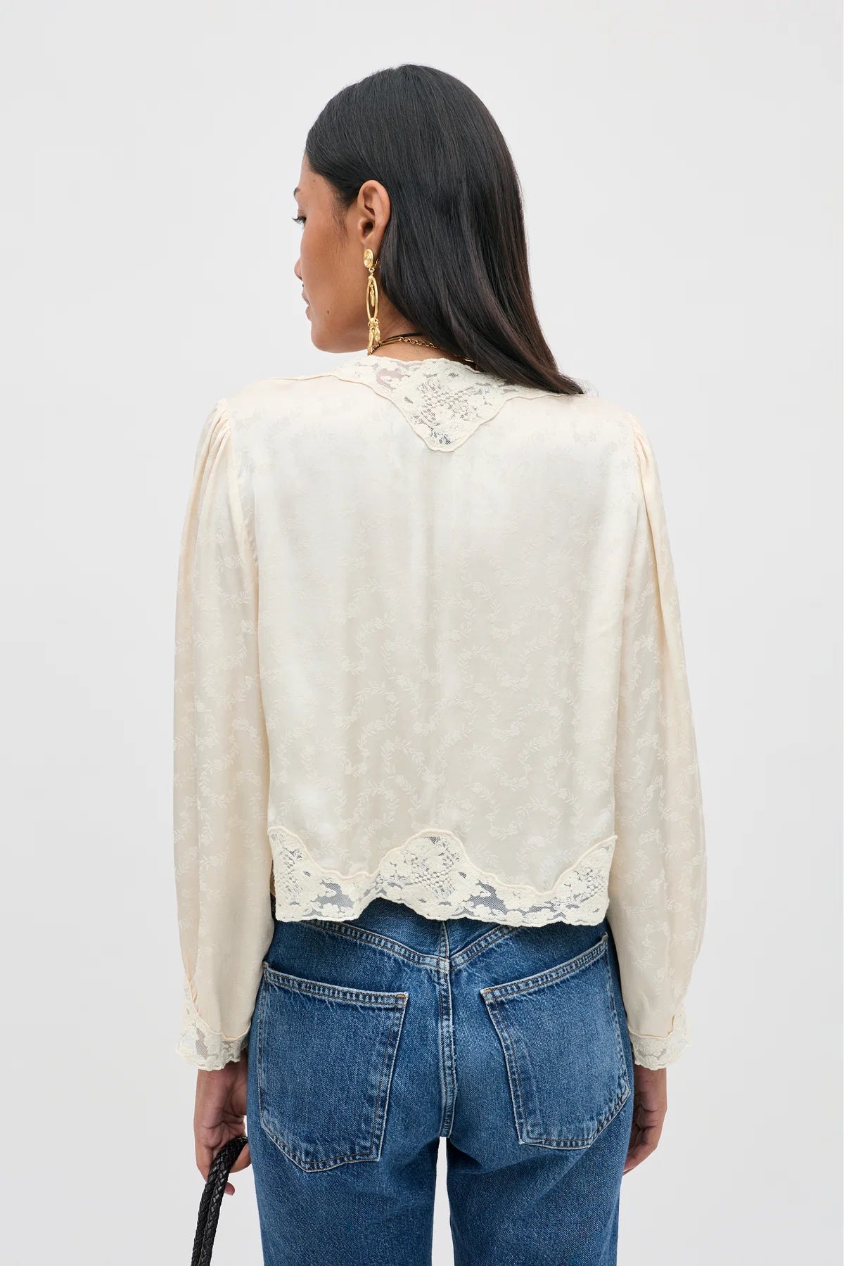 Tove Top - Floral Trail Jacquard Champagne