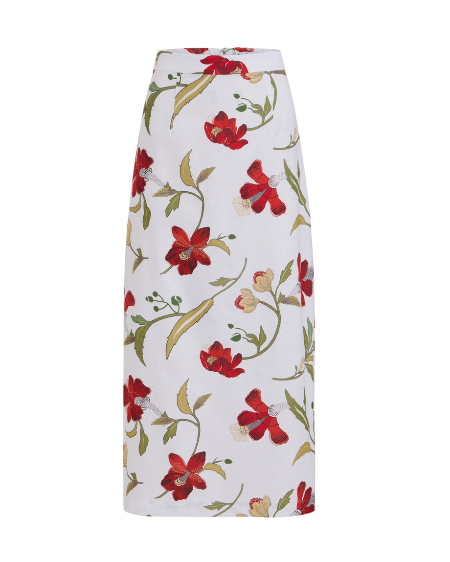 Pencil Skirt - Red Hibiscus