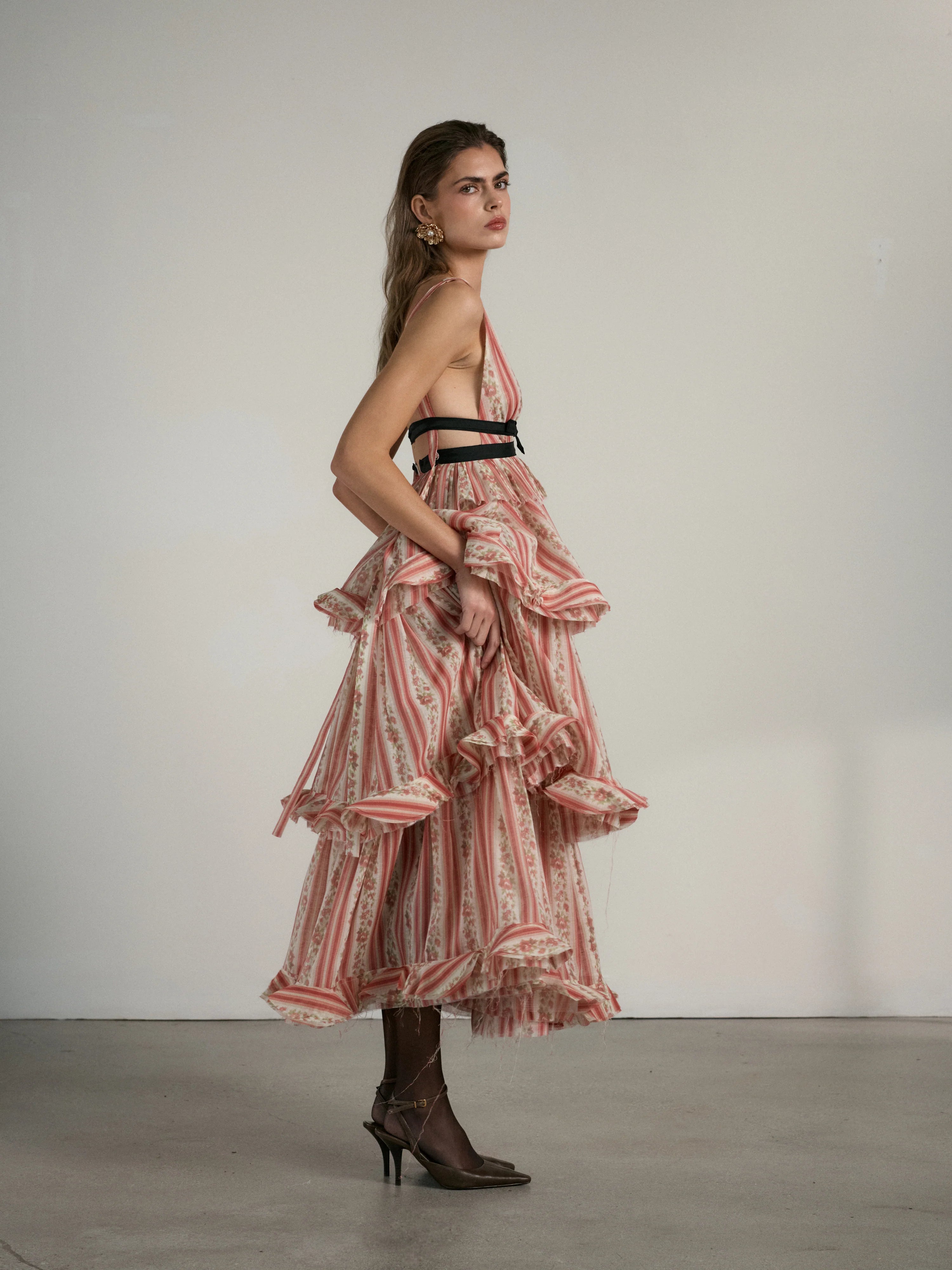 The Valencia Dress - Red Floral Stripe