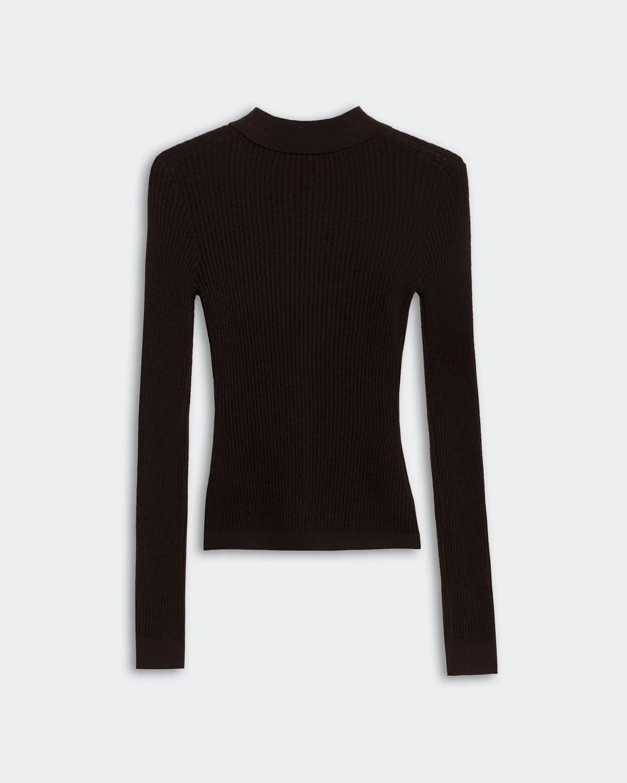 Long-Sleeved Shrunken Polo - Burnt Cocoa