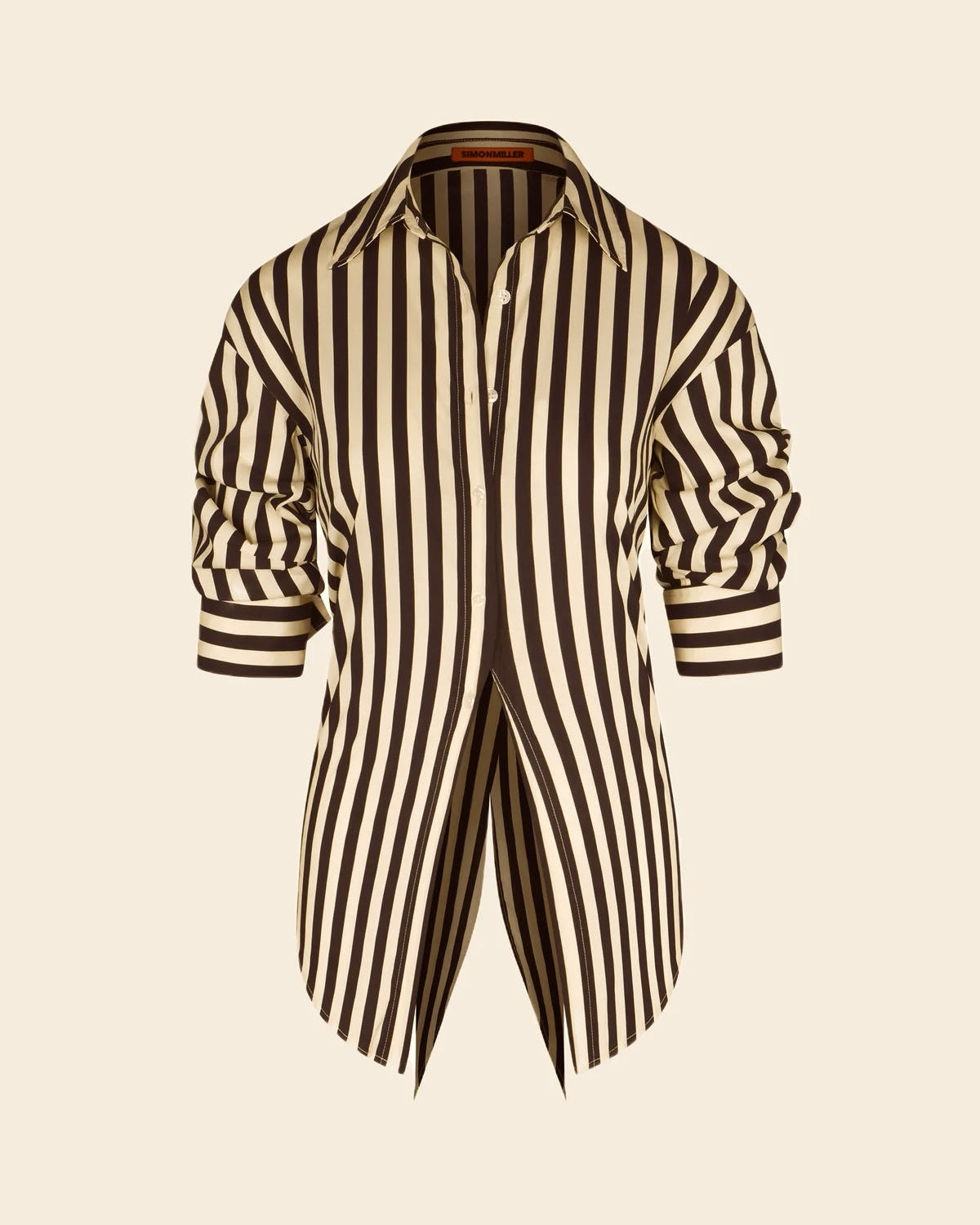 Loch Poplin Button Up - Choco Brown/Cream