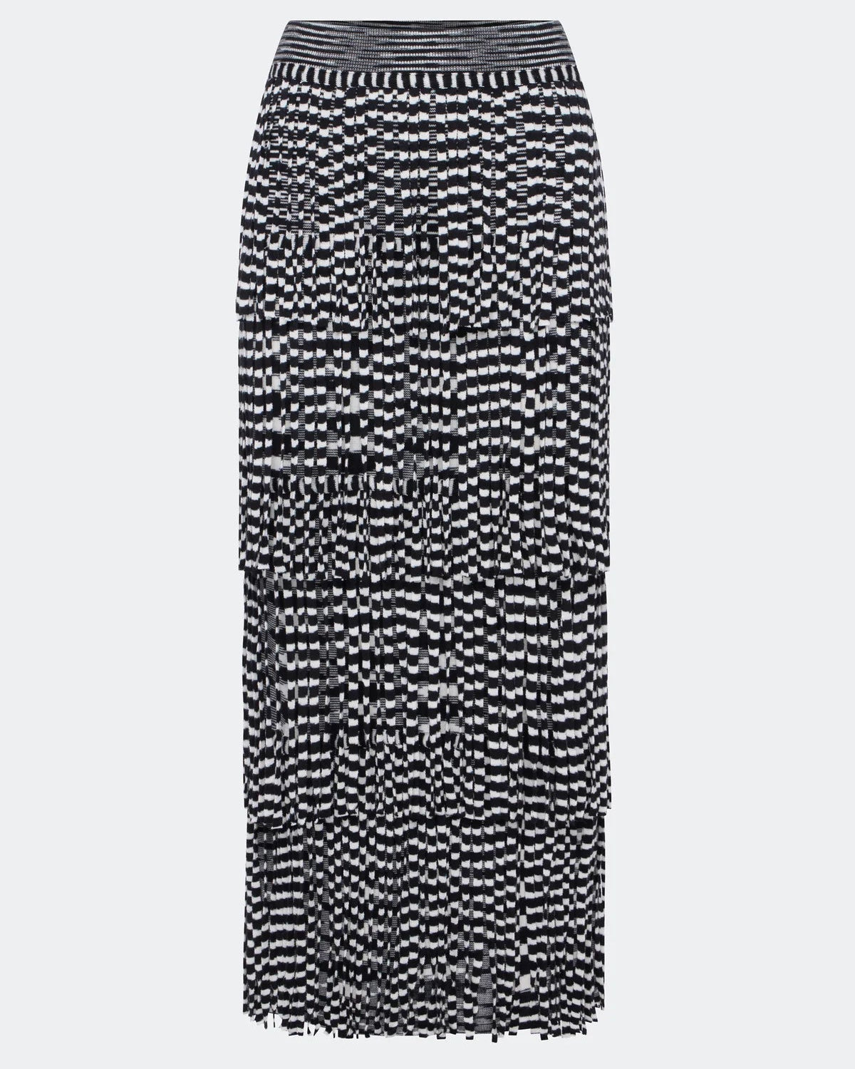 Za Za Knit Fringe Skirt - Black/White Space Dye