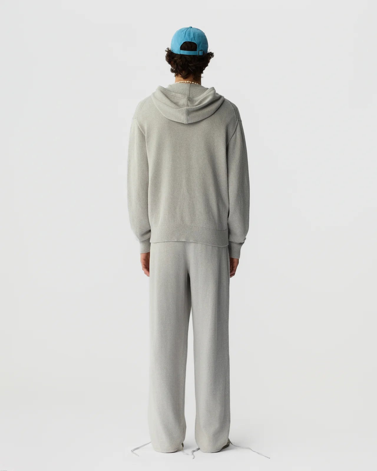 Zip Hoodie in Cotton Cashmere - Stone