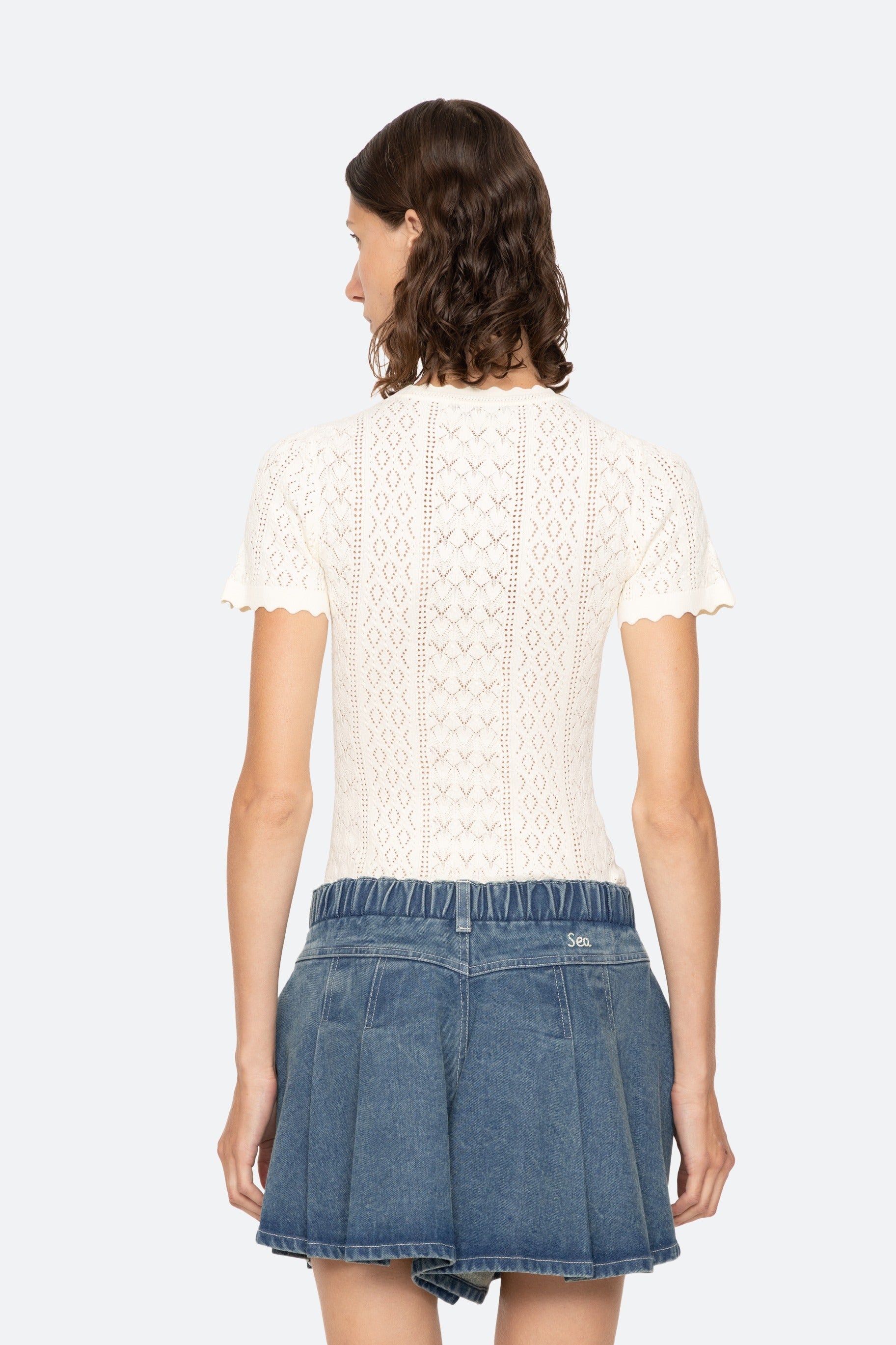 Georgia Knit Short Sleeve Top - Cream
