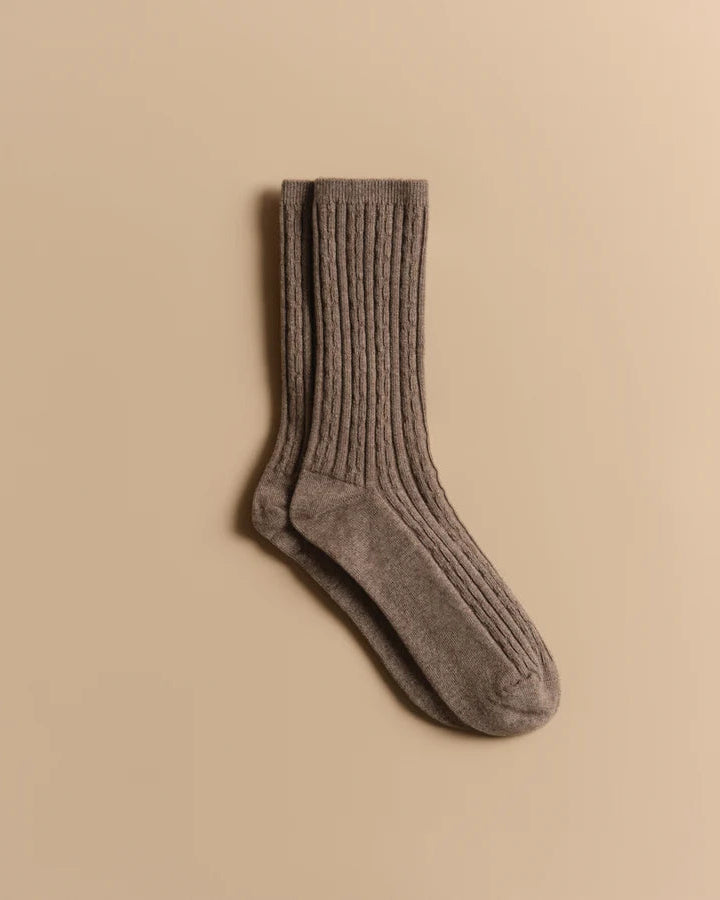 Cable Socks - Ash Heather