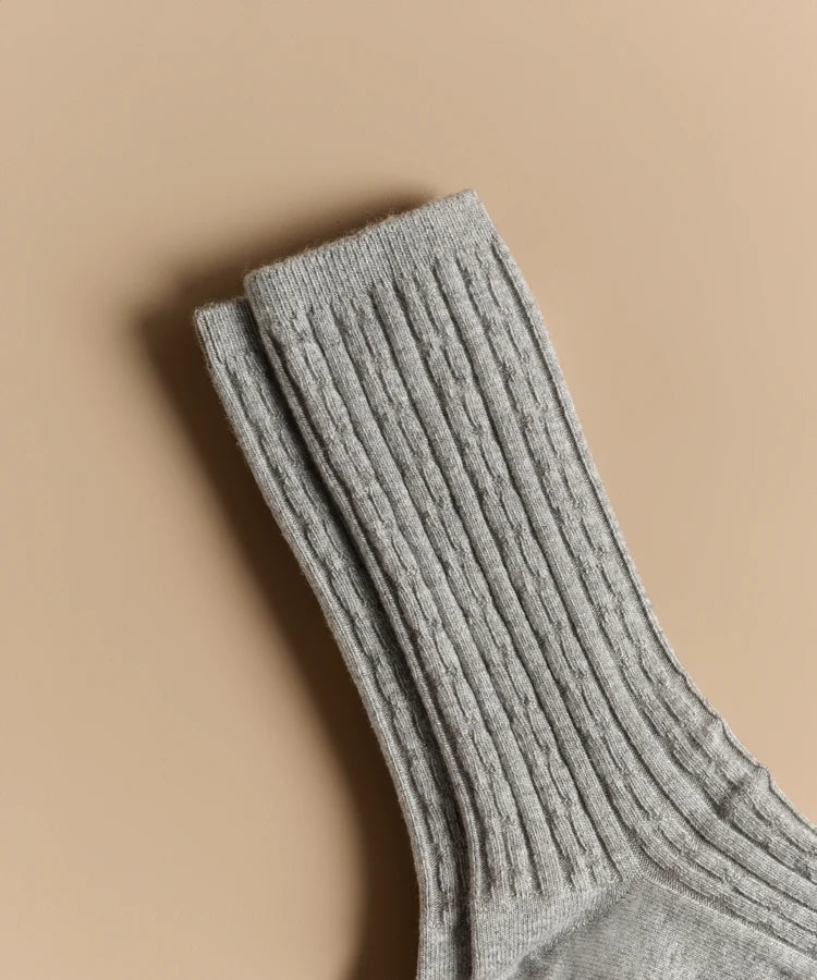 Cable Socks - Grey
