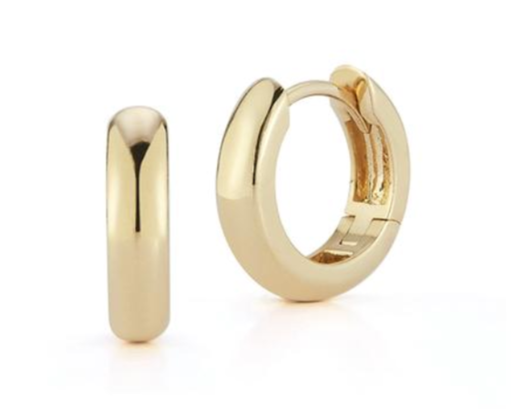 Chunky Solid Gold Huggies - Yellow Gold