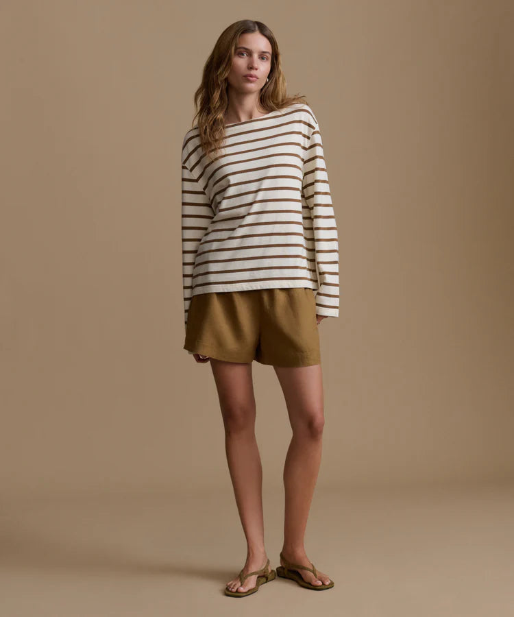 Claude Long-Sleeve Tee - Ivory/Hemp Stripe