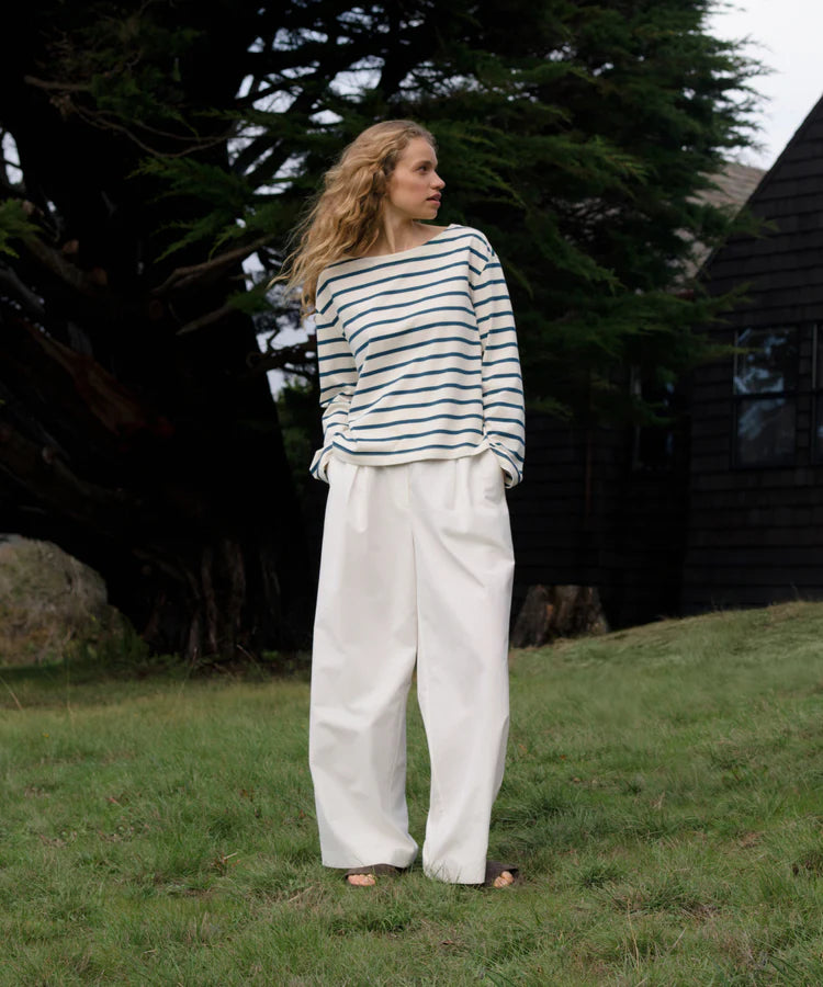Claude Long-Sleeve Tee - Ivory/Ocean Stripe