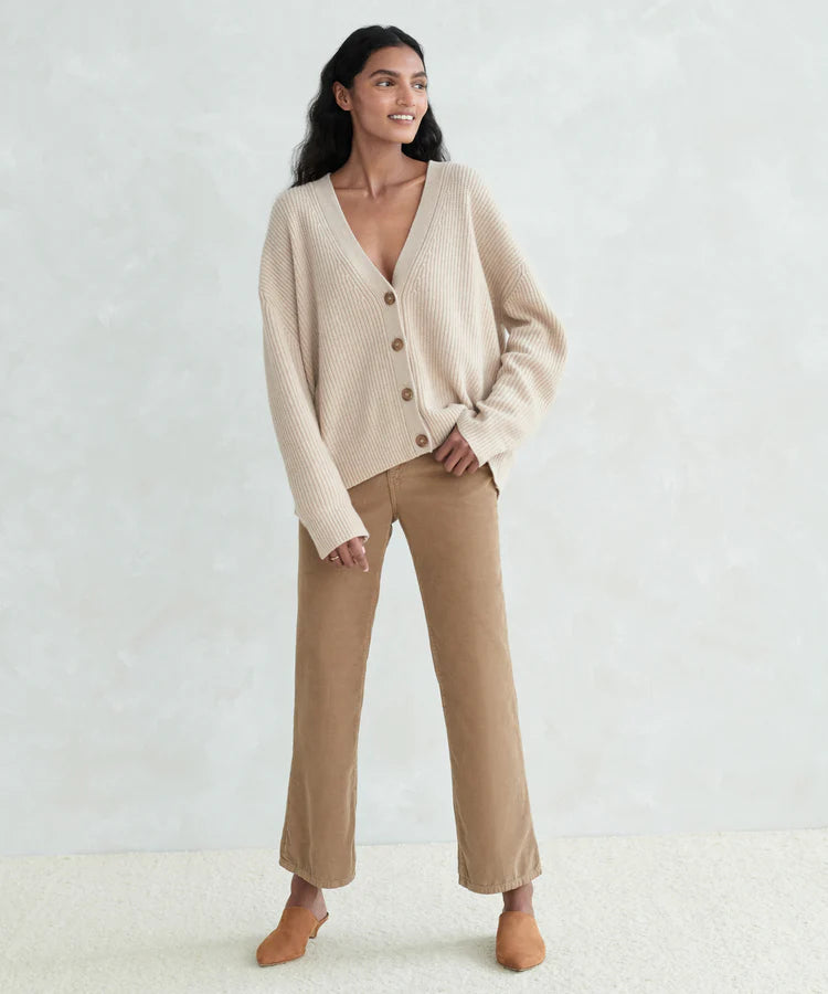 Cropped Cashmere Cocoon Cardigan - Oatmeal