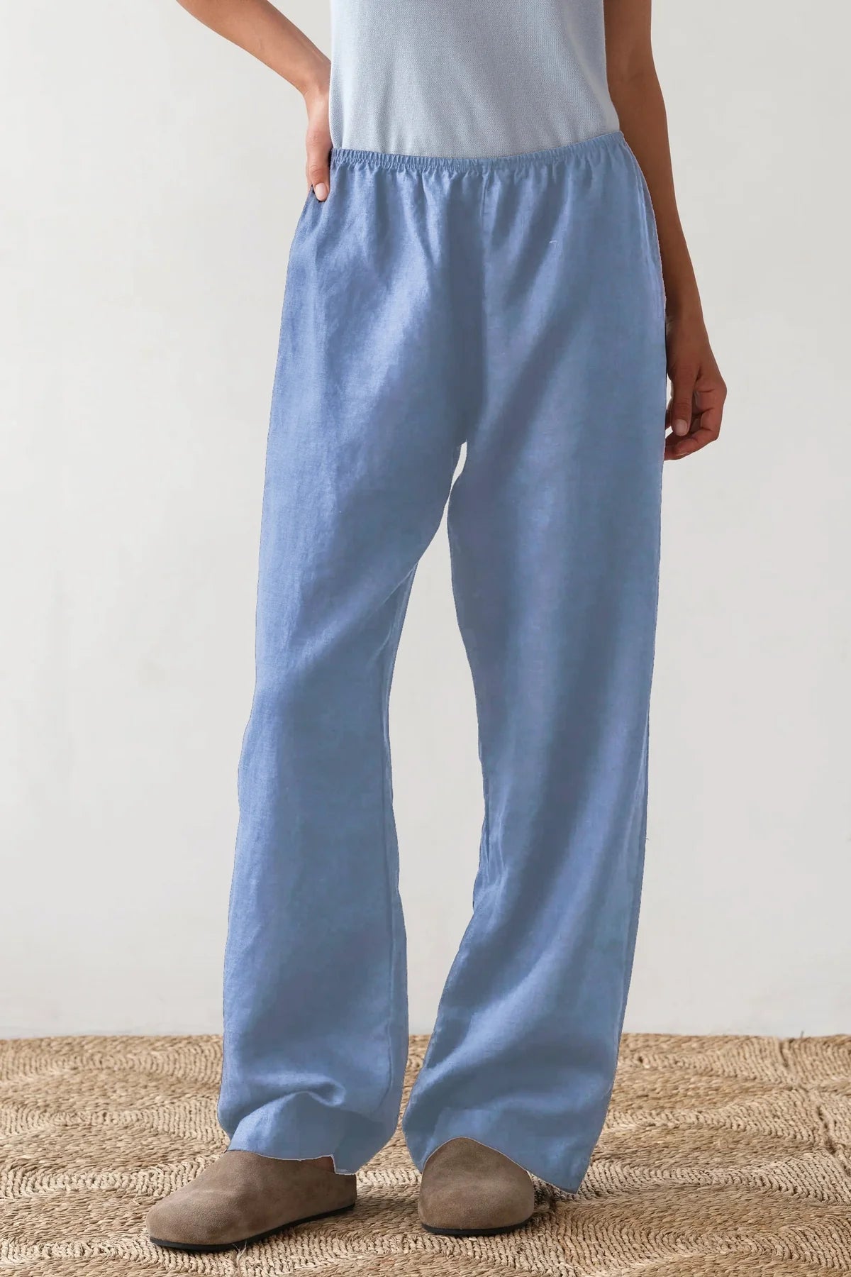 The Linen Simple Pant - Cornflower