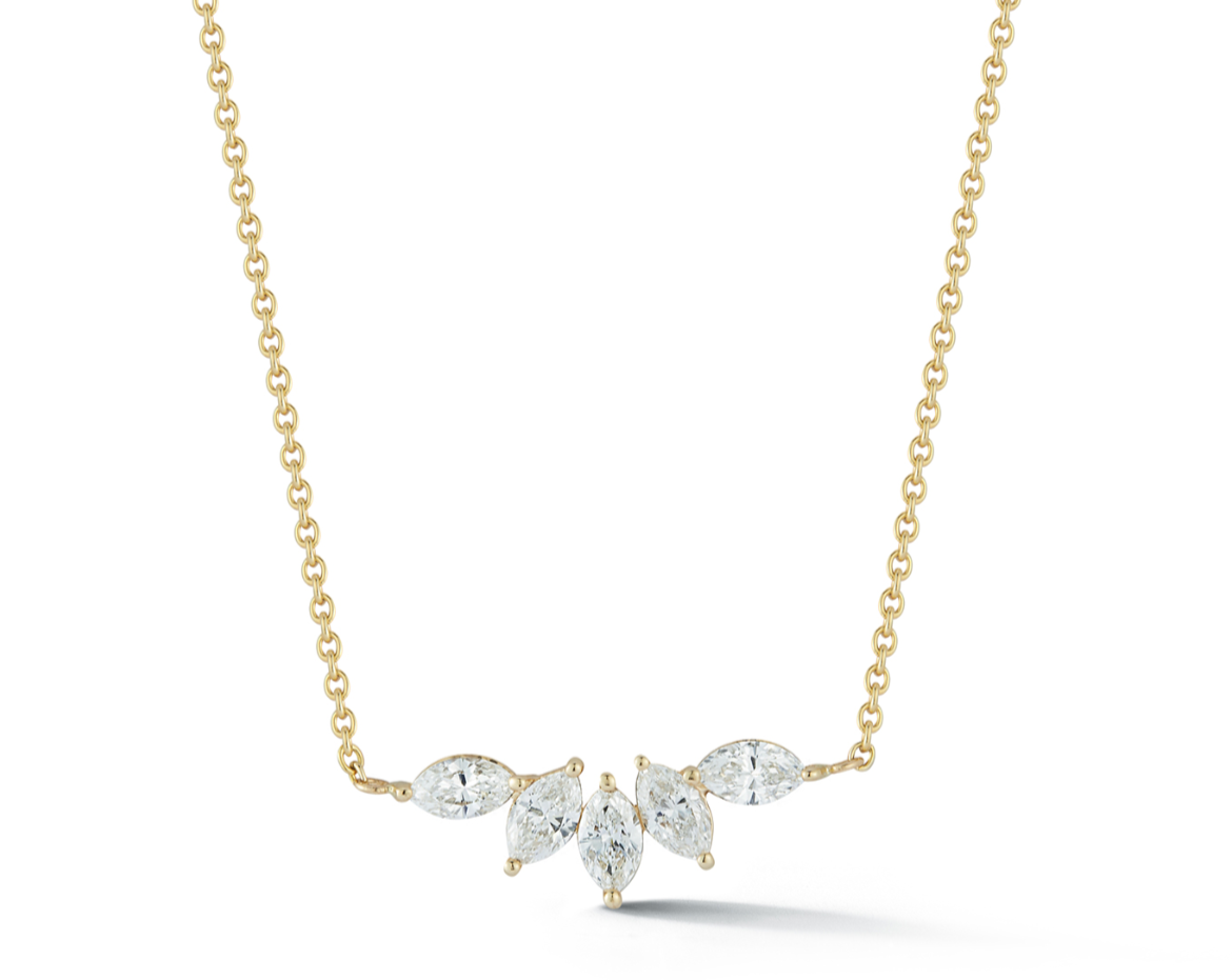 Five Marquis Diamond Bar Necklace