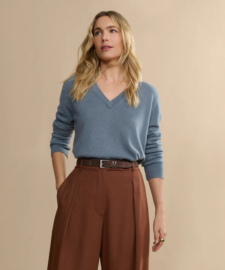 Flynn Cashmere V-Neck - Seaside