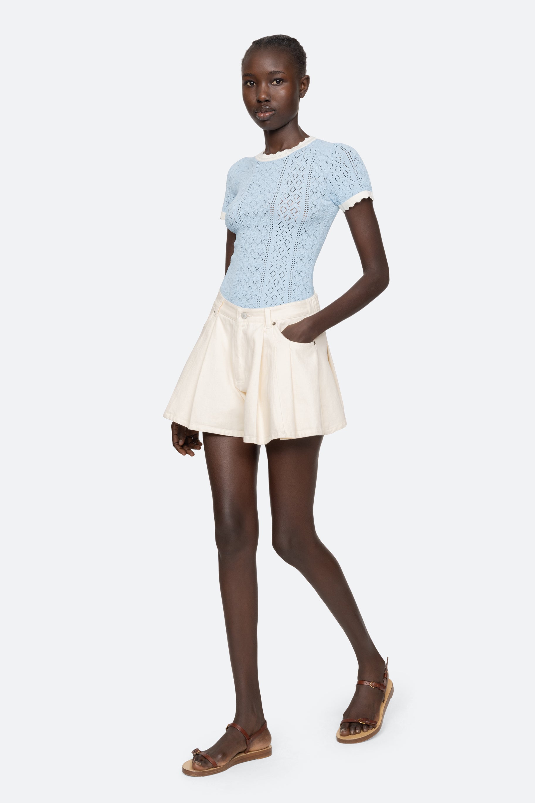 Georgia Knit Short Sleeve Top - Blue