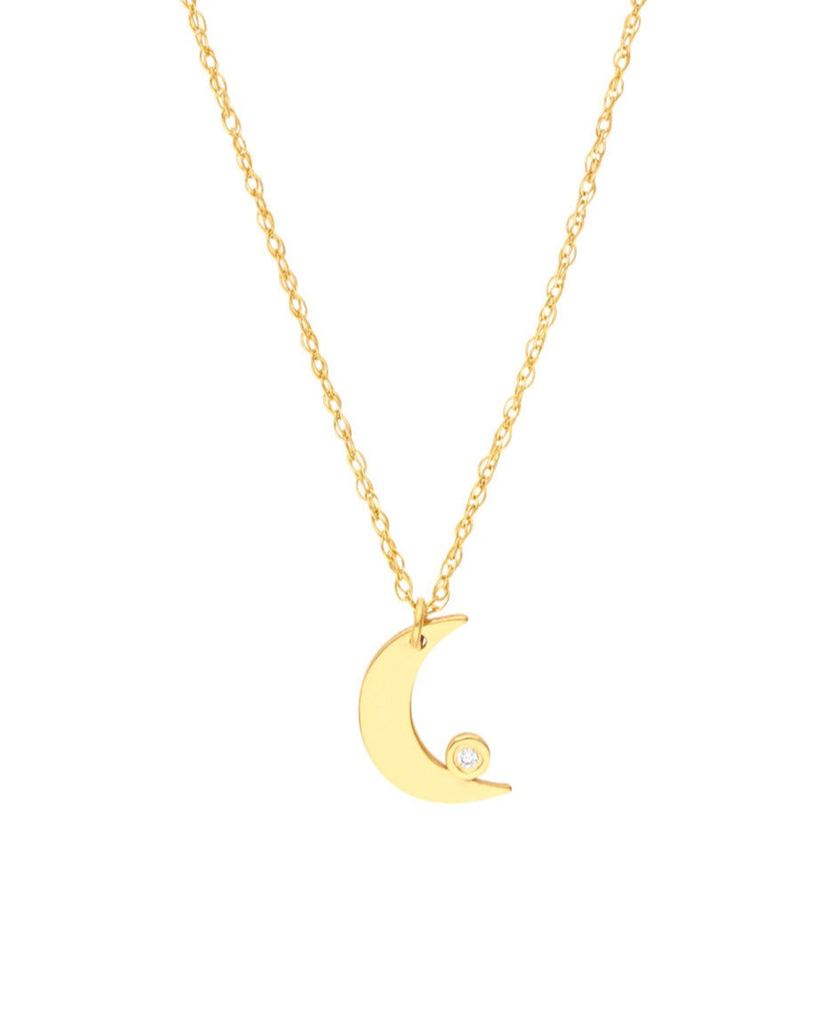 Half Moon Necklace with Diamond Necklace