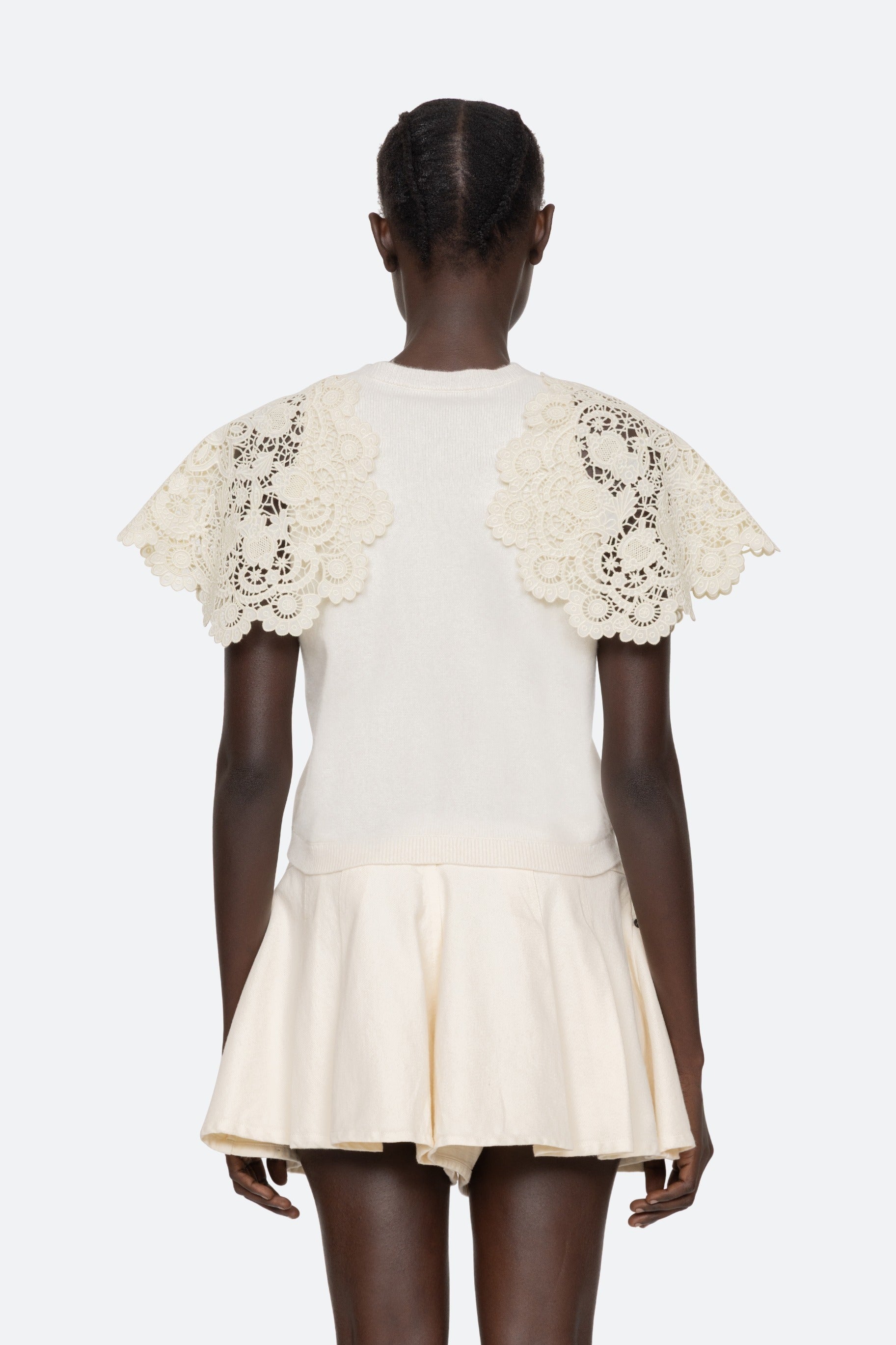 Sofia Embroidery Combo Sweater - Cream