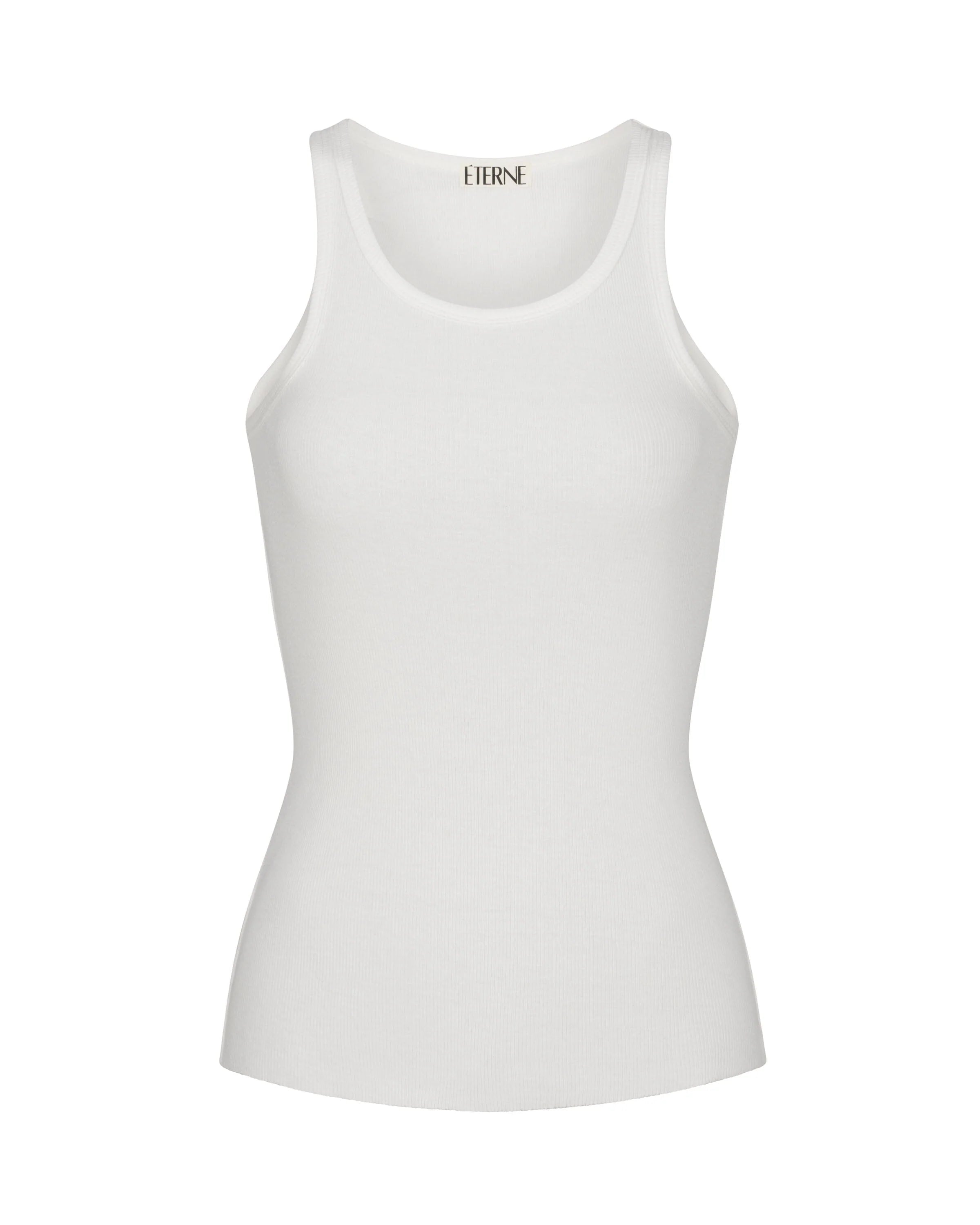 High Neck Fitted Tank - Cream
