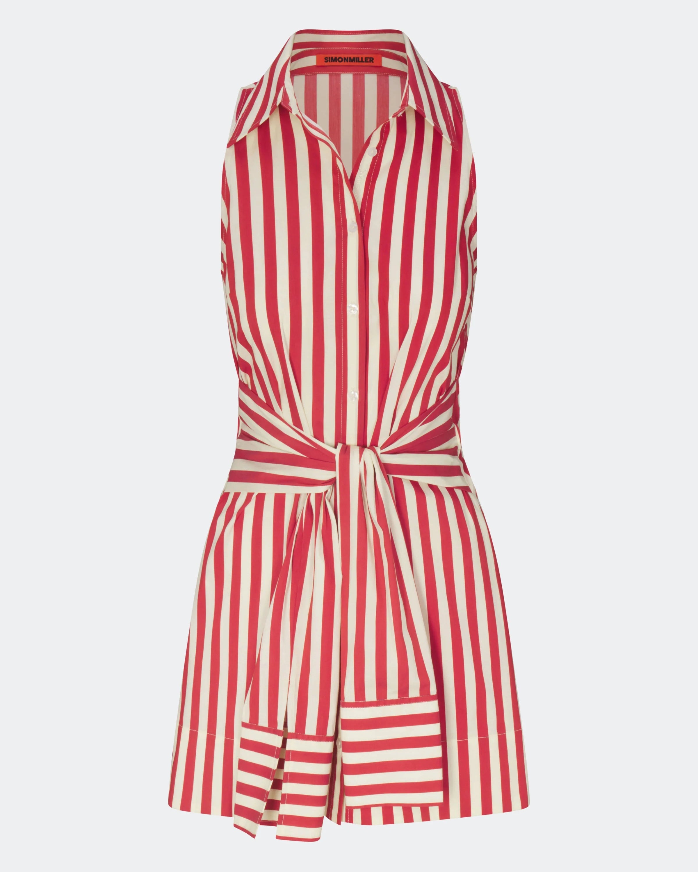 Inna Sleeveless Poplin Mini Dress - Venetian Red Stripe