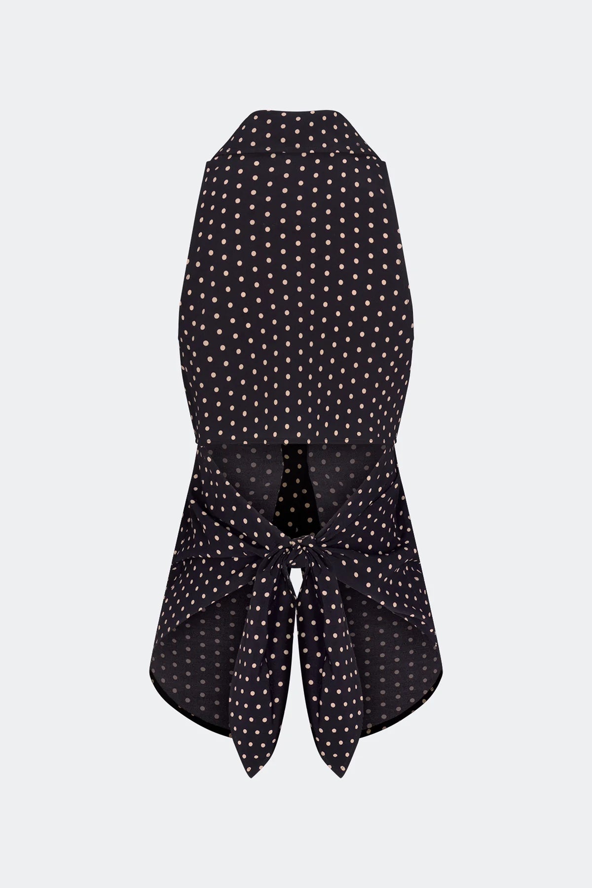 Loch Sleeveless Crepe Button Up - Black/Tan Polka Dot