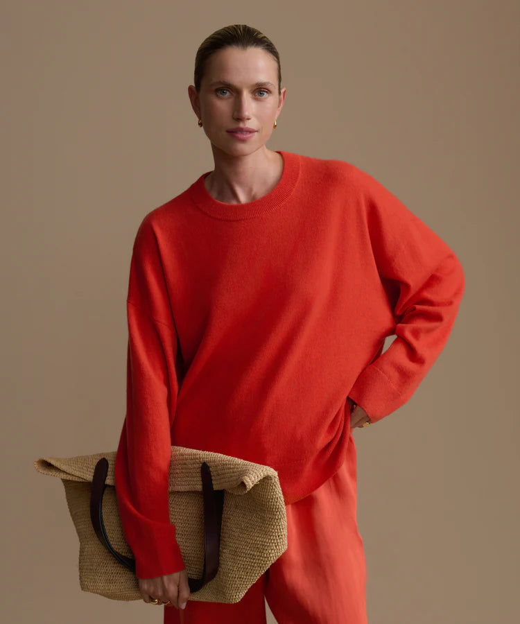 Cashmere Marina Crewneck - Tomato