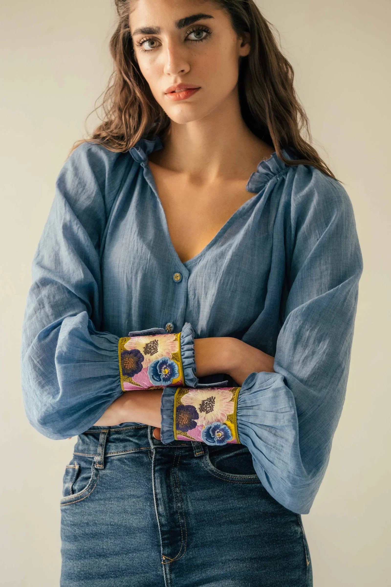 Pansy Blouse - Cobalt Blue