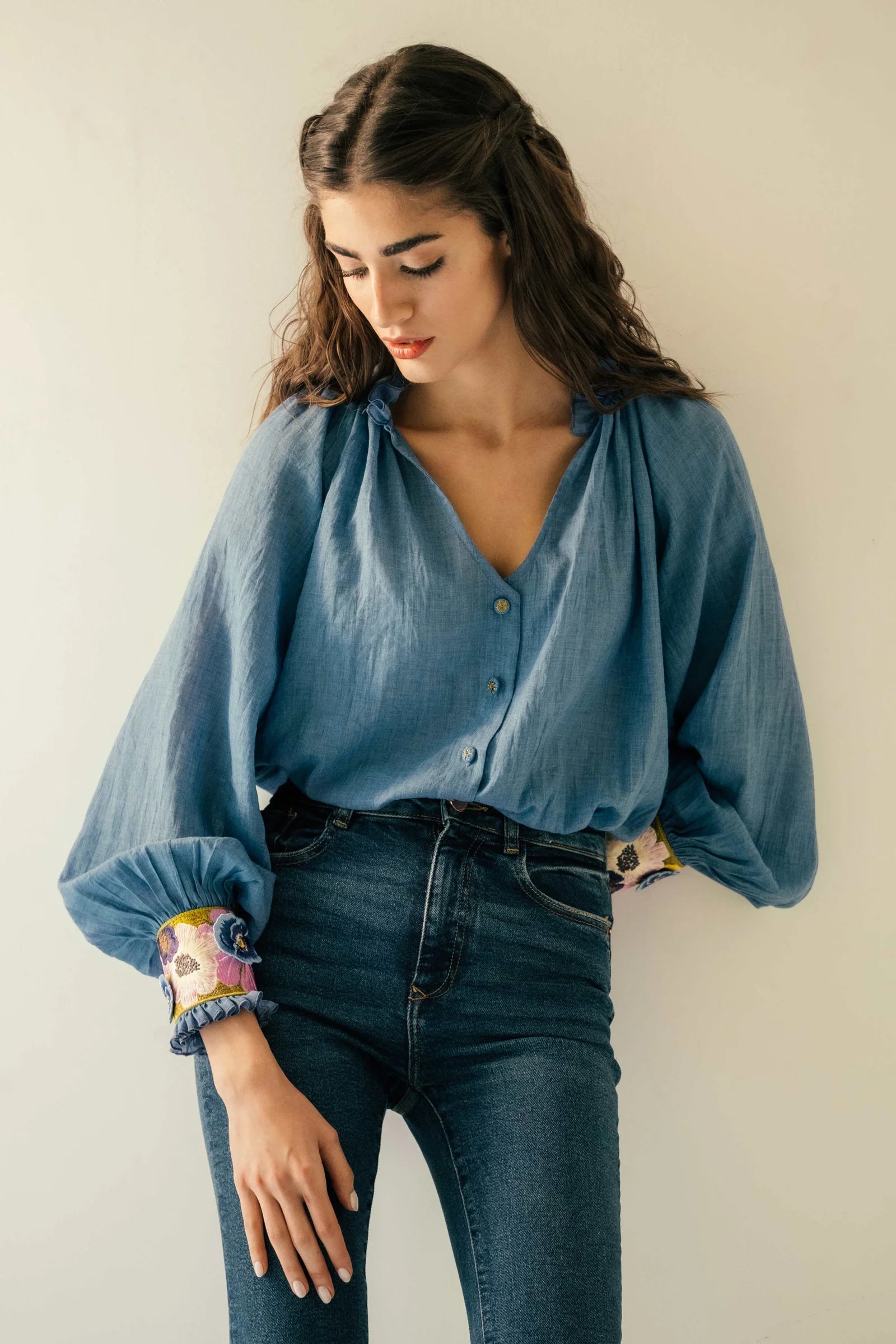 Pansy Blouse - Cobalt Blue