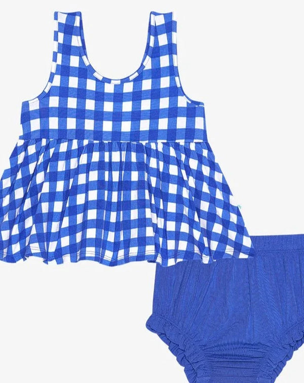 V Neck Tank Top Peplum & Bloomer Set