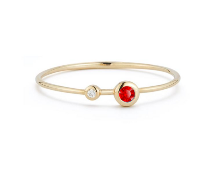 Two Bezel Thin Band - Ruby + Diamond