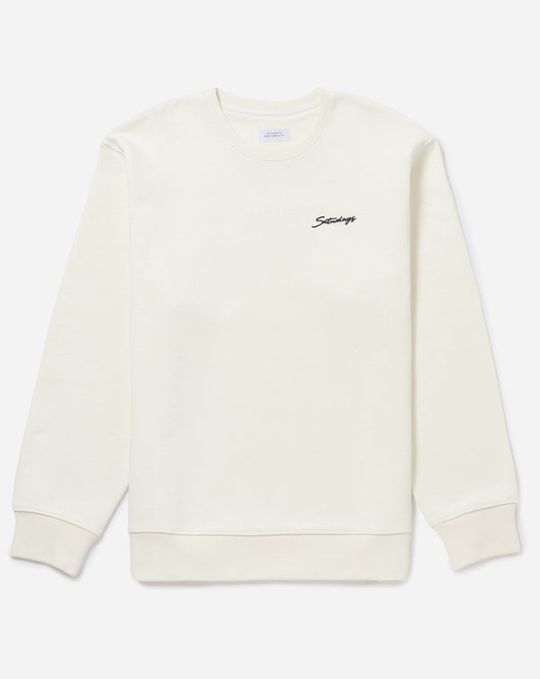 Bowery Script Embroidered Crew - Ivory
