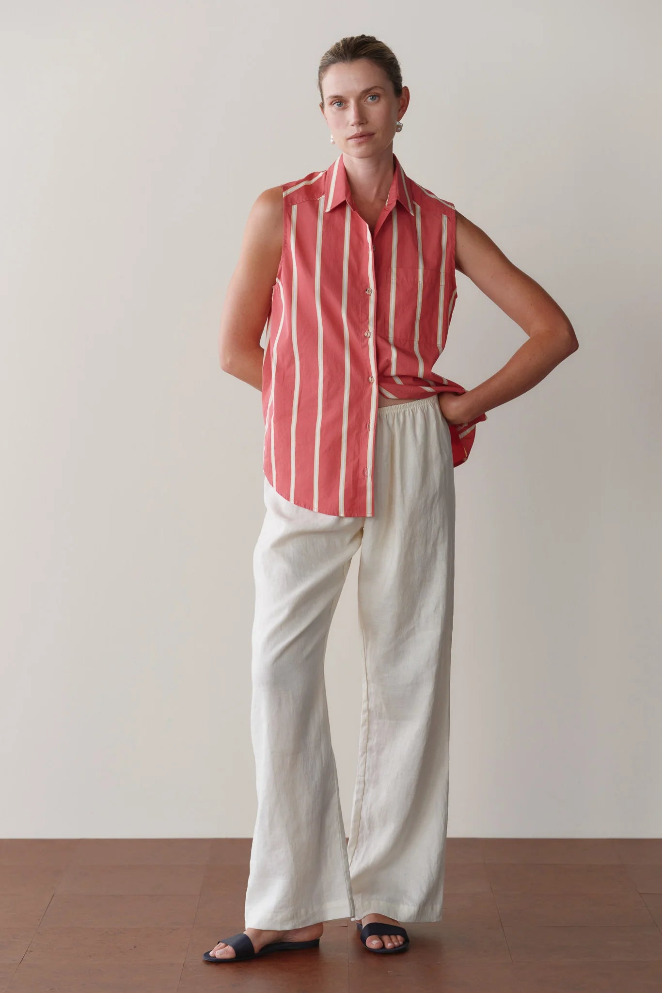 The Linen Simple Pant - Creme