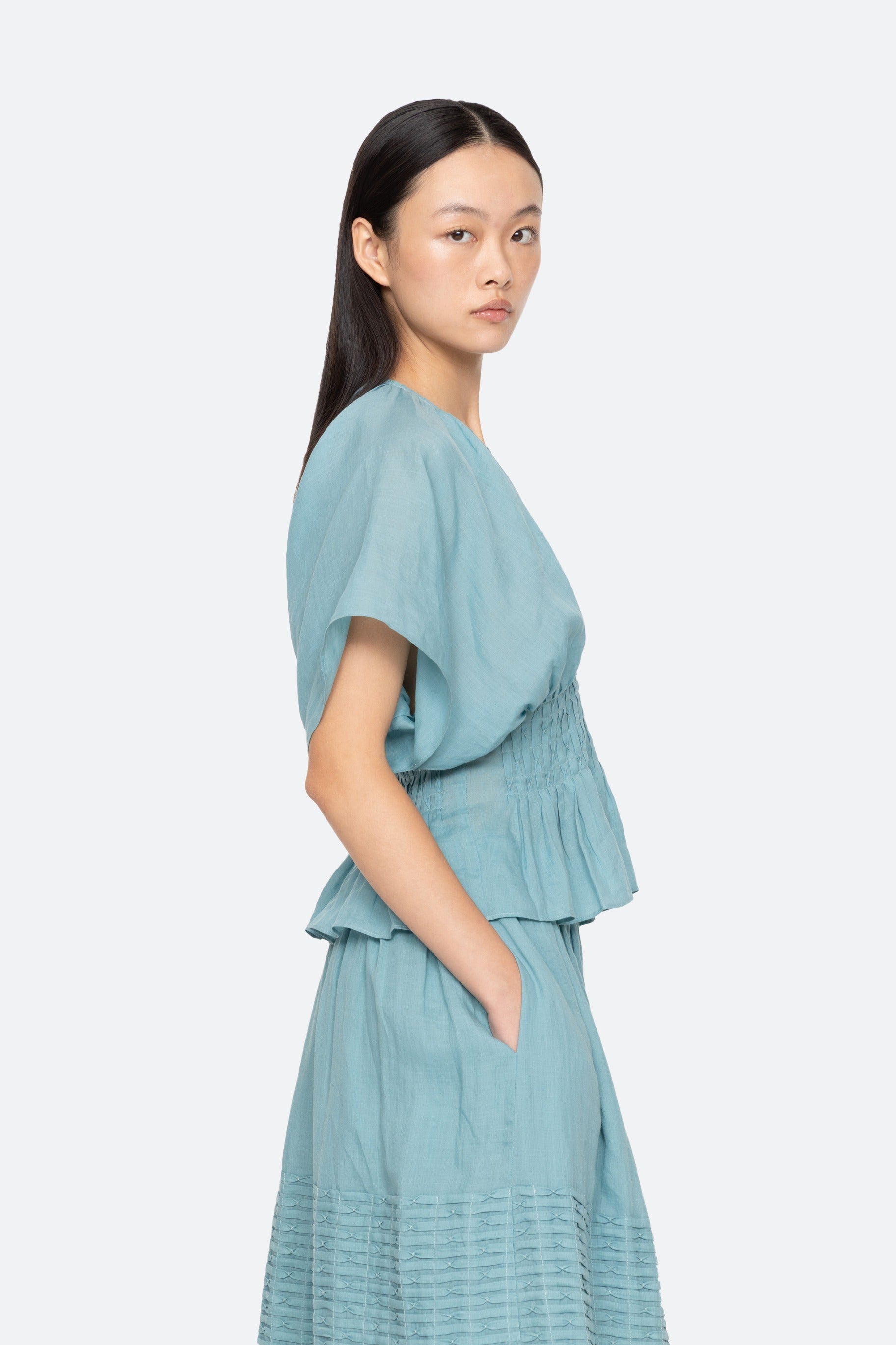 Violet Ramie Top - Blue