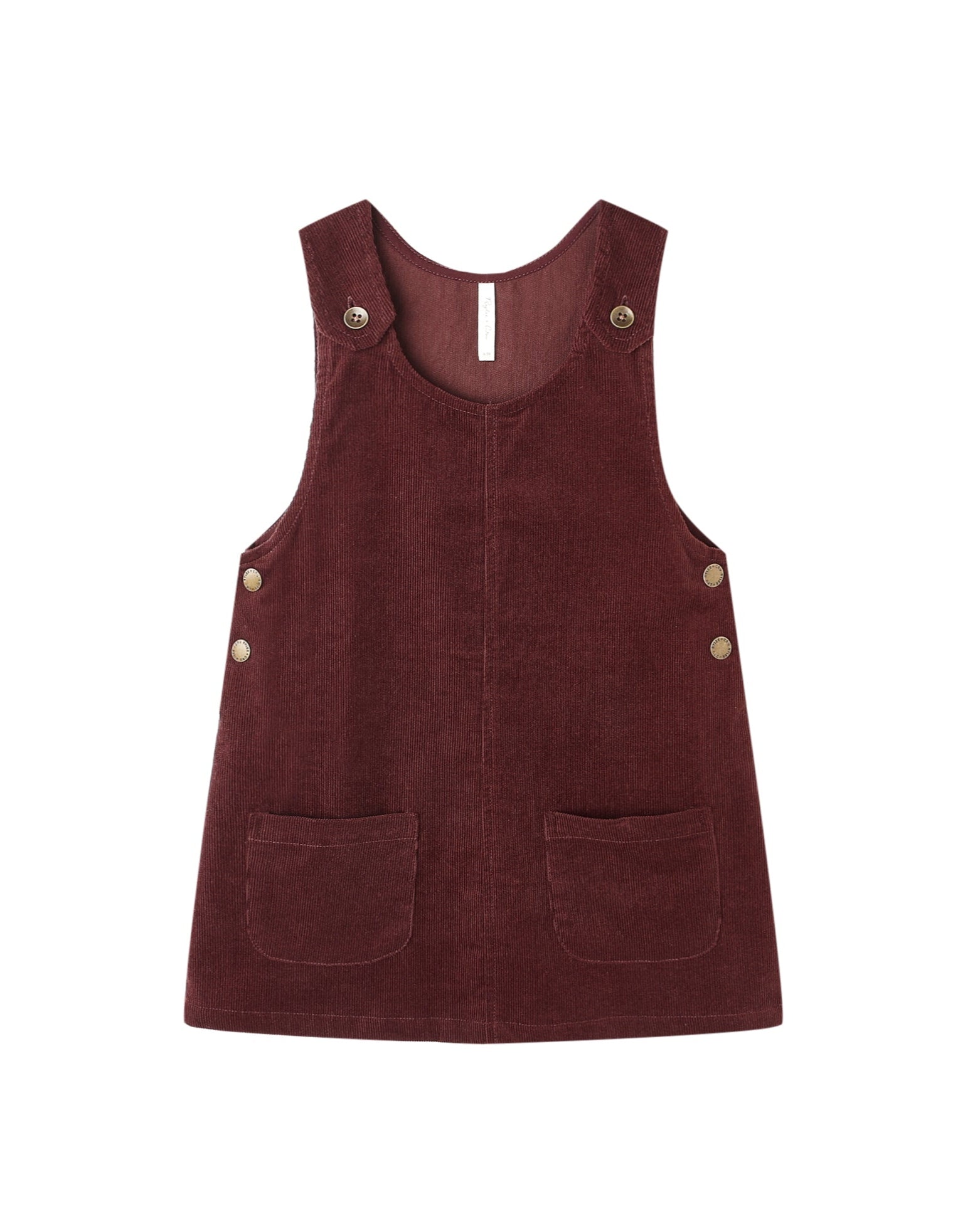 Odette Overall Dress and Scallop Tee Set - Burgundy and Natural