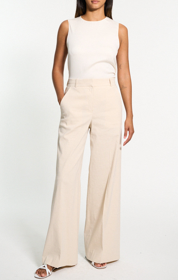 High-Waist Wide-Leg Pant in Good Linen - Straw