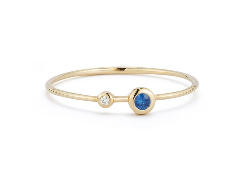 Two Bezel Thin Band - Sapphire + Diamond