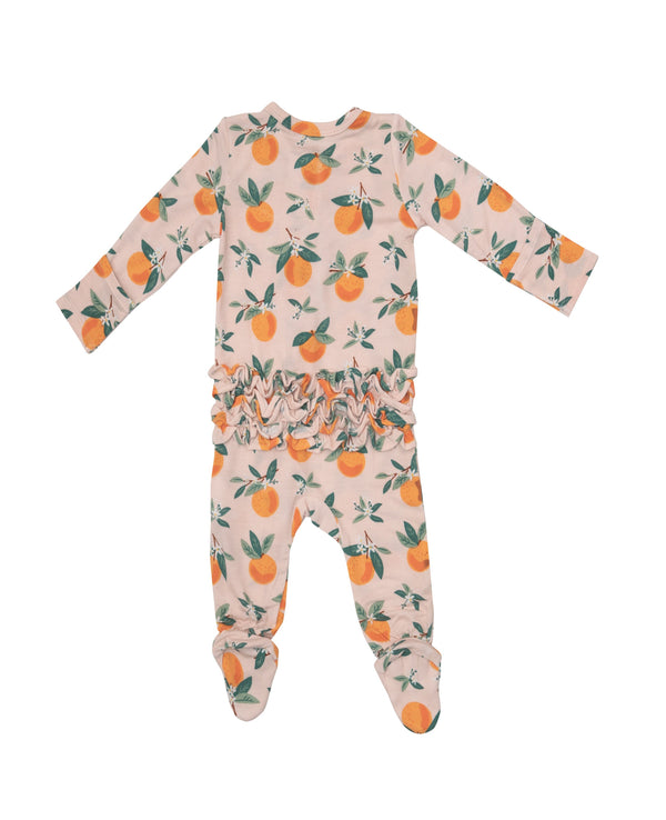 Orange Blossom - 2-Way Ruffle Back Zipper Footie