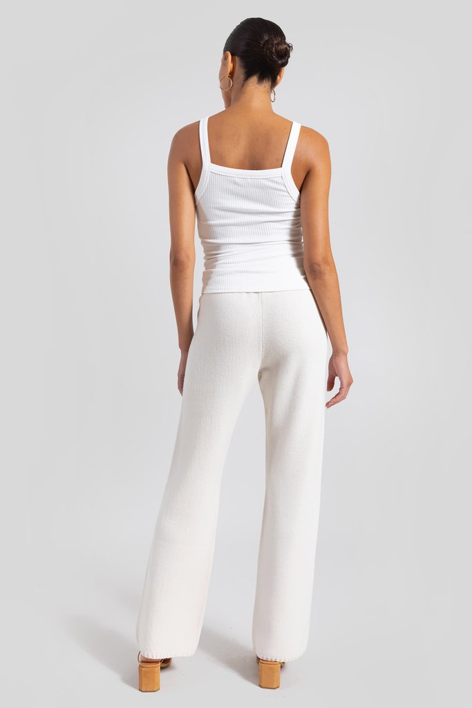 Zoe Wide Leg Pant - White Melange