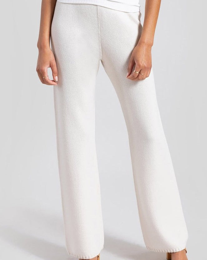 Zoe Wide Leg Pant - White Melange