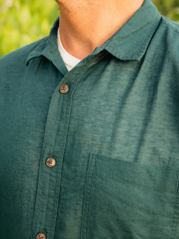 One Pocket Shirt - Blue Algea Linen